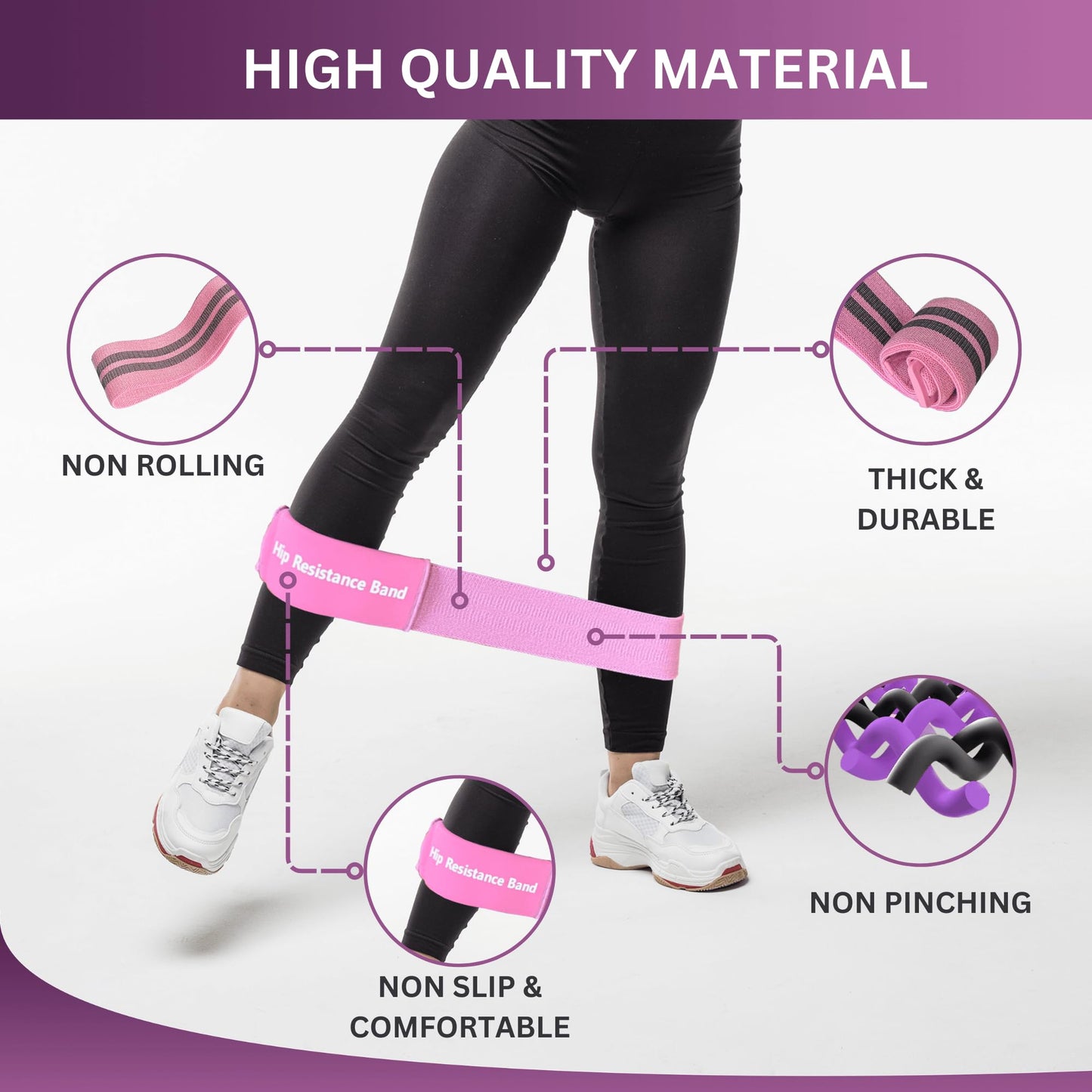 Adjustable Fabric Resistance Bands with Medium Resistance Levels, Non-Slip Exercise Bands for Men and Women, Perfect Workout Bands for Glutes and Lower Body Training - 1 Pack