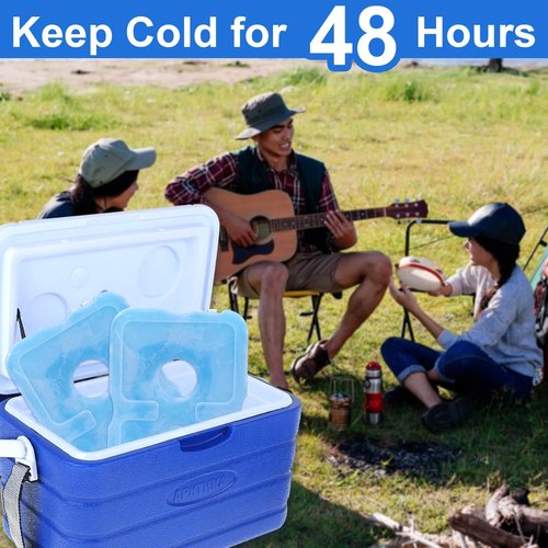 TOPOKO Ice Packs for Lunch Bags, Cooler, Freezer Packs for Lunch Box, Cooler Bag, Slim Reusable & Long-Lasting, BPA-Free, Quick Freeze, Perfect for Picnic, Camping, Beach, Outdoor Sports (4 pack blue)
