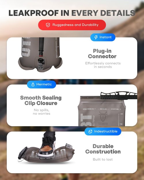UTOBEST Hydration Bladder 1.5 L 2L 3L,TPU Water Bladder,Water Bladder for Hiking Backpack,BPA Free,Wide Opening,Leak-Proof,Water Reservoir for Hiking Cycling Camping Running