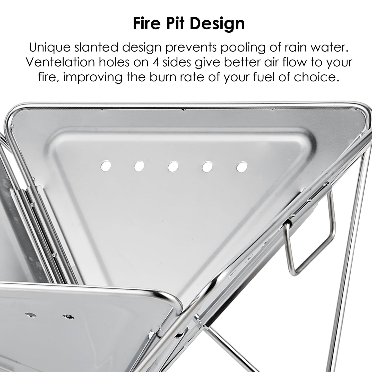 Explorer Bear 20" Stainless Steel Foldable Takibi Fire & Grill with Carrying Bag, Grill Bridge, and Coal Bed | Portable Wood Burning Fire Pit | Perfect for Camping, Outdoors, Patios