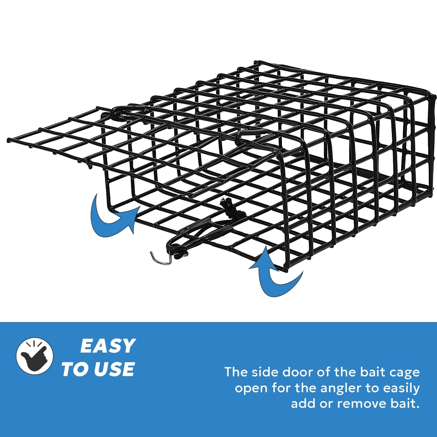 A1FISHER 3Packs Vinyl-Coated Wire Crab Bait Cages for Crab Pot, 6"x6"x3" Black