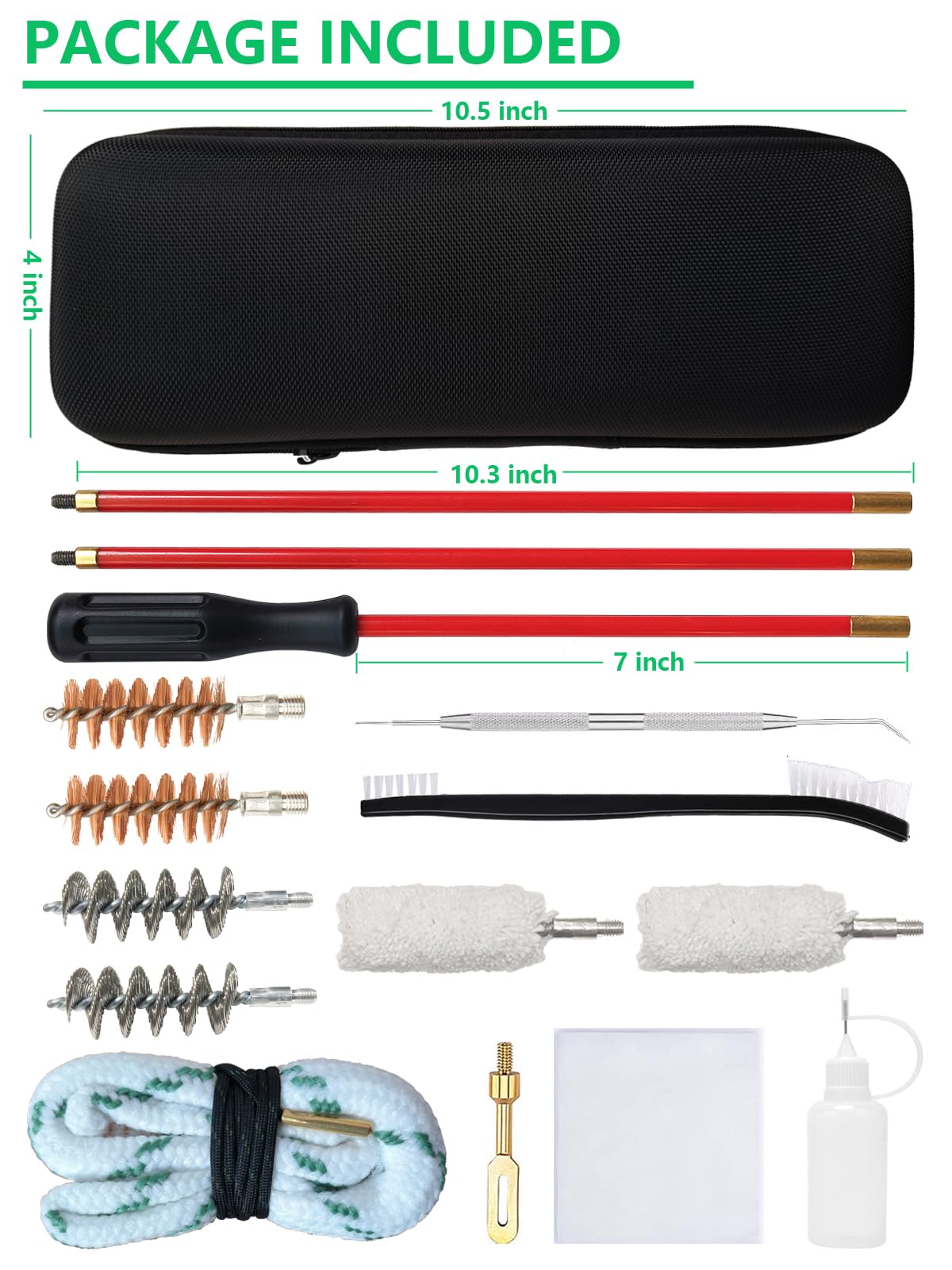 Funryer Shotgun Cleaning Kit 12 Gauge Gun Cleaning Kit 12 GA for Shotguns with 12 Gauge Gun Snake, Gun Cleaning Brushes, Cotton Mops, Cleaning Pick, Cleaning Patches, Oil Bottle