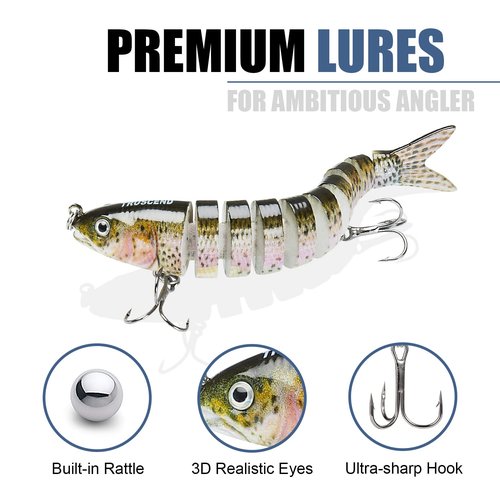 TRUSCEND Fishing Lures for Bass Trout Topwater Swimbaits for Segmented Multi Jointed Swim Baits Slow Sinking Swimming Bait for Freshwater Saltwater Gear Pike Lure Kit Gifts for Men