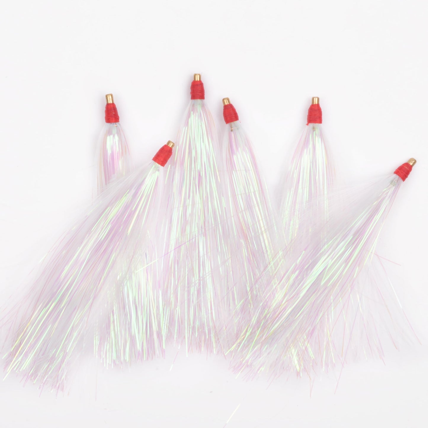 Fishing Bucktail Teasers Kit, 10pcs Mylar Flash Teaser Tail Fishing Teaser Lures Mylar Bucktail Skirts for Flounder Rig Saltwater White