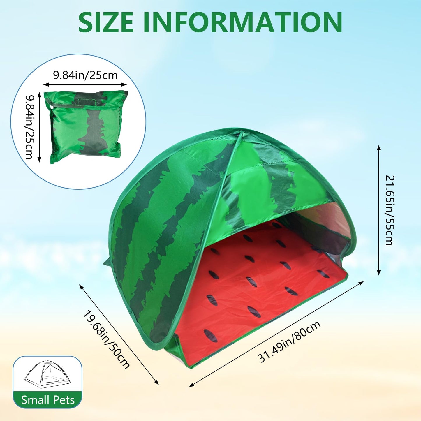 HACRAHO Dog Beach Tent Sun Shelter, 1 Pack Watermelon Portable Automatic Pop-up Sun Shelter Tent Instant Sun Shade Canopy for Puppy Small Pets, L