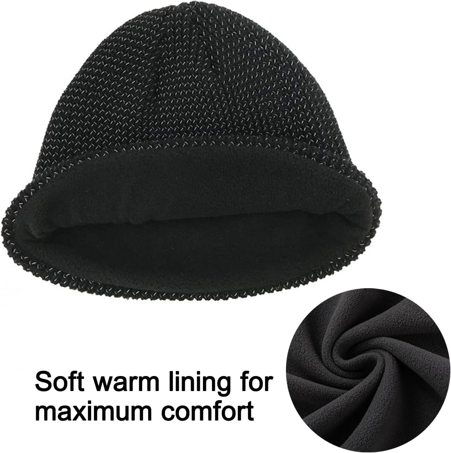 Reflective Hat for Men Women Reflective Running Beanie Hat Black Night Running Walking Winter Beanie Hat Fishing Hat