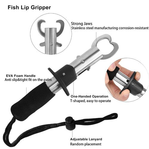 Pezlun Upgraded Multi-Functional Fishing Pliers Fish Beak Clip Separation Ring Flying Fishing Tool Set Ice Fishing Fishing Equipment Men's Fishing Gift (Fishing Tools-A)