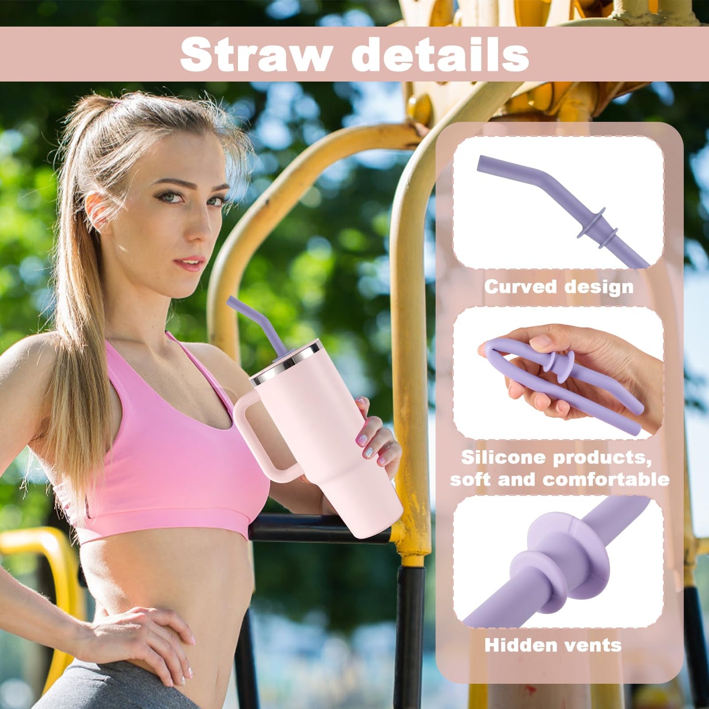 5pcs Press in Straw Replacement for Hydro Flask Travel Tumbler 40/32/28/20oz, BPA Free Reusable Silicone Straws for Hydroflask Water Bottle Lid Accessory Parts (Five Colors)