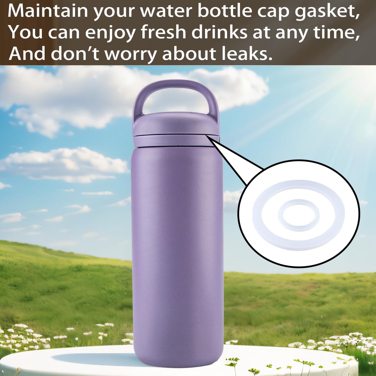 (3 Sets) ubber Seal Replacement for Ello Water Bottle,Seal Gasket for Ello Cooper 18oz/22oz/32oz/40oz Bottle Leak Proof Insulated Travel Tumbler (Without Water Bottle Mouth) (9, 3 Colors)