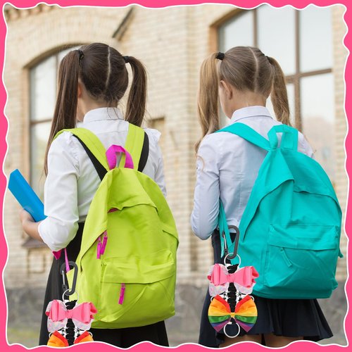 Berlune 10 Pcs Cheer Bow Holder for Backpack Paracord Keychain Cheer Bow Keychain for High School Cheerleading Teen Girls (Black,White)