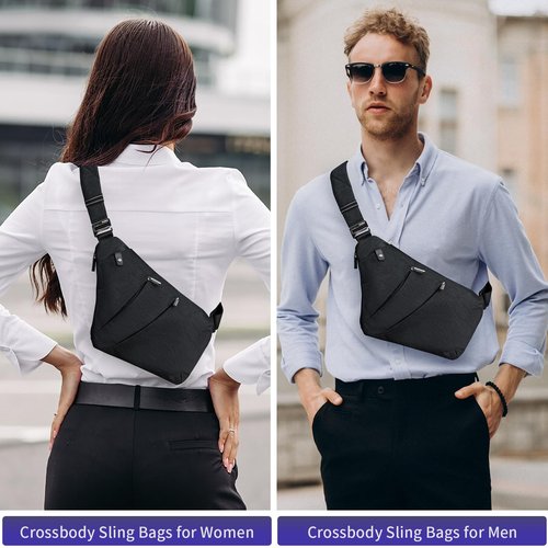 OSOCE Anti Theft Crossbody Bags Sling Bag for Women Men Waterproof Wander Bag for Sports and Travel. (1.0Black, Small)