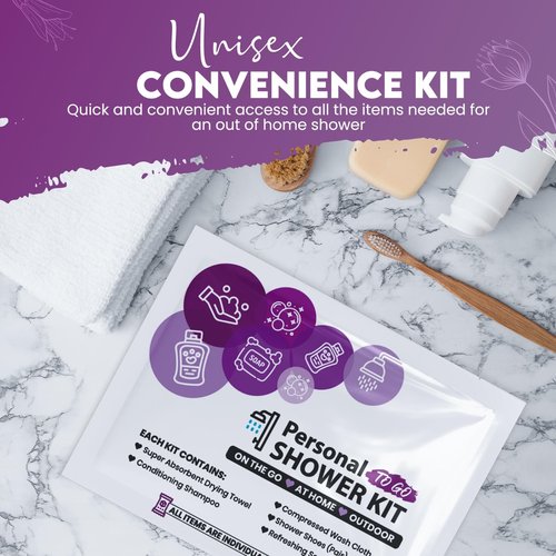 Compact Personal Shower Kit To-Go– Your Hygiene Companion for Travel, Gym, Camping | Shower on the Go | Shampoo, Soap, Towel. All in One (1)
