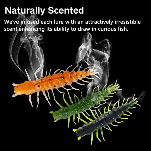 Eupheng 2inch Hellgrammite Fishing Lures, Dual-Color Body & Glitter, Super Realistic Soft Plastic Fishing Lures for Ned Jig Drop Shot Rig, Qty 75PCS