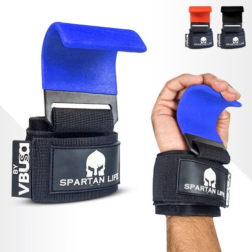 Victorbudo USA Weight Lifting Hooks Heavy Duty Power Lifting Wrist Straps Pull Ups Deadlift Grips Power Lifting Hooks Padded Workout Straps for Weightlifting Gym Gloves for Men & Women (XL, Blue)