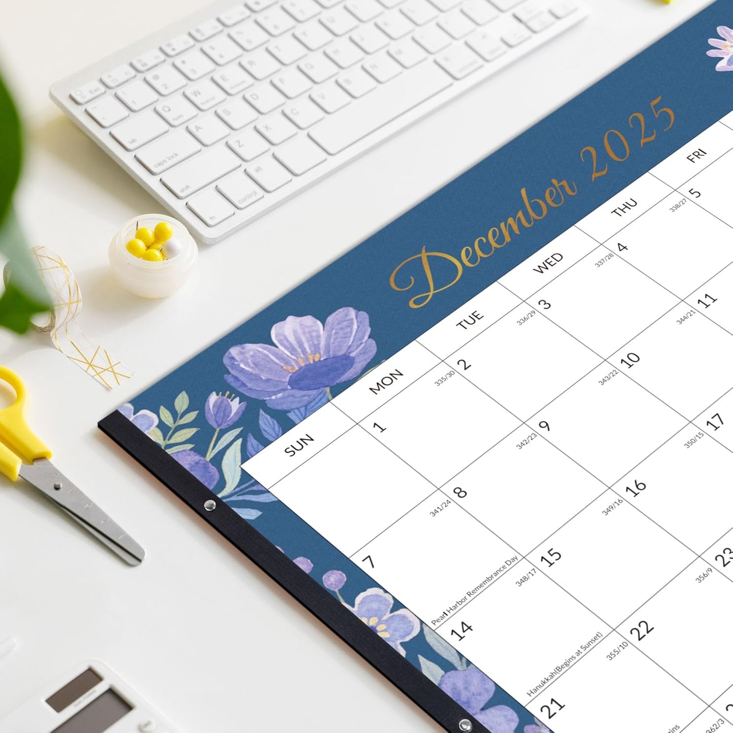 SUNEE Desk Calendar 2025-2026 17x12, 18 Months, JUL. 2025 - DEC. 2026, Academic Desk Blotter Calendar 2025-2026, School Year Large Calendar for Teacher, Black