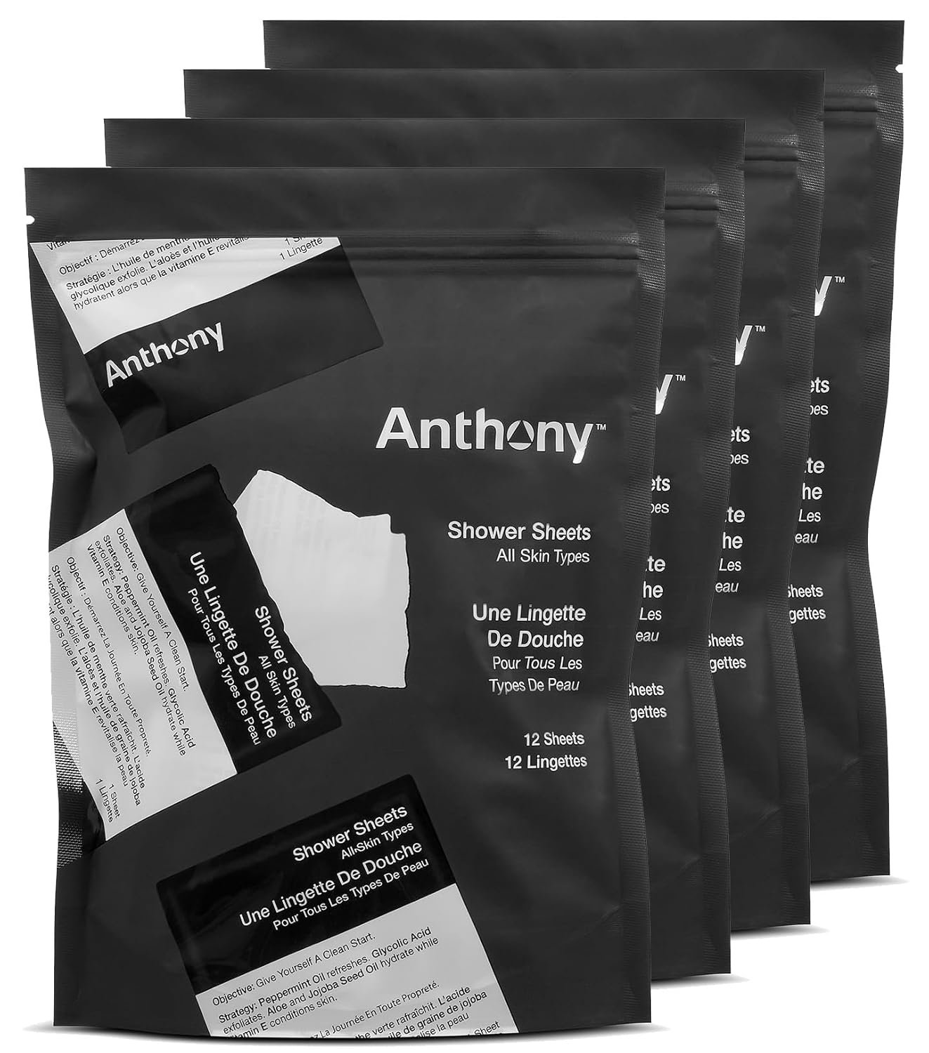 Anthony Body Wipes for Adults Bathing, Post Workout, & A Must Have Camping Personal Care Product – Travel Shower Wipes No Rinse Body Wash – Disposable Wash Cloth Towelettes 12 9”x12.5”