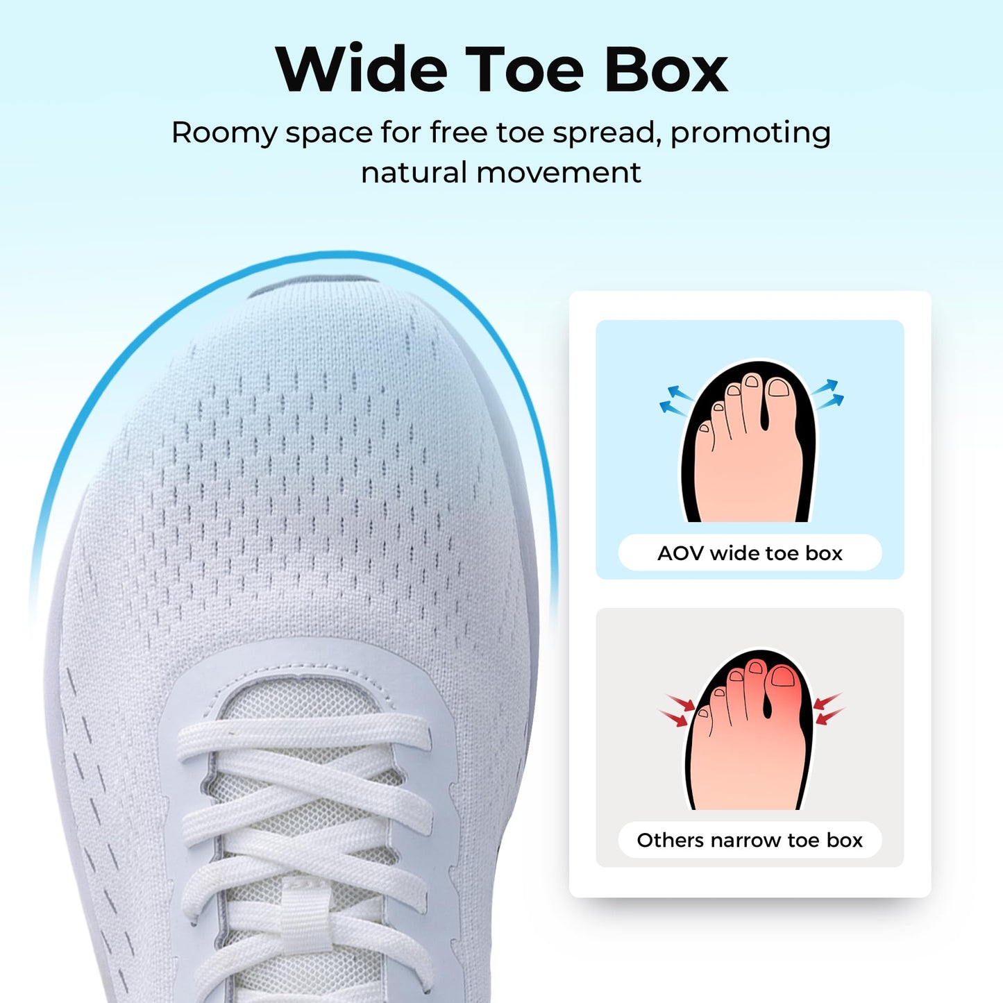 AOV Wide Toe Box Running Shoes for Men Arch Support Walking Sneakers Plantar Fasciitis Orthotic Tennis Slip On Shoes for Gym Workout Jogging White Size 13