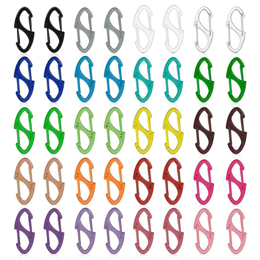 40 Pcs Colorful S Shaped Double Carabiner - 1.6 Inch Dual Gate S Binder Carabiner - Trigger Snap Hooks for Small Doll Pendant Key Rings,Ideal for Camping Traveling Fishing