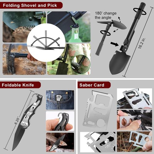 Gifts for Father's Day Men - 118-in-1 Survival Kits - Military-Grade Survival Gear for Outdoor Adventures, Disaster Preparedness, Car/Home/Office Emergency Kit with First Aid Supplies