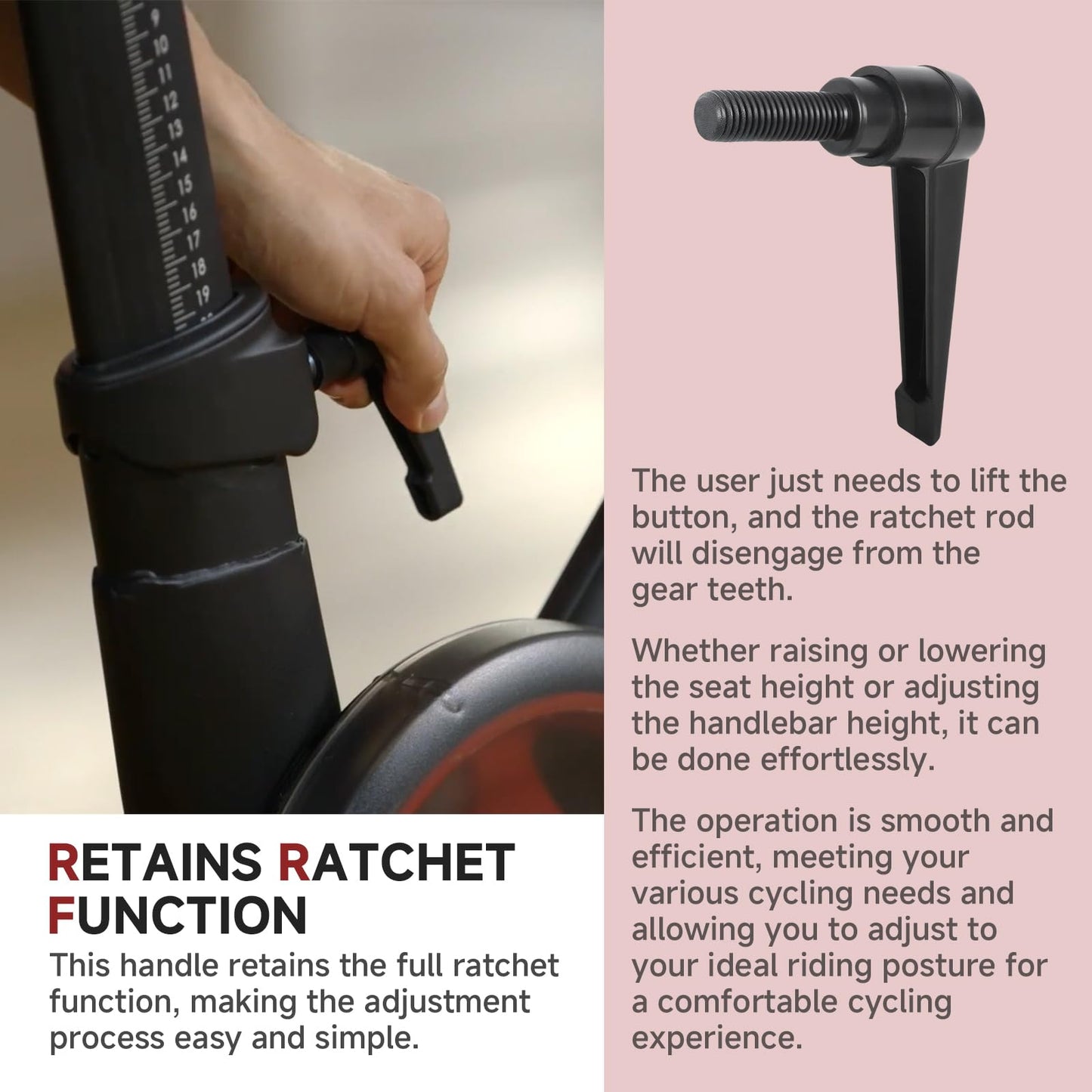 MUGLFPT Exercise Bike Seat and Handlebar Height Adjustment Handle Replacement Part - Compatible with Peloton Bikes, Adjustable Alloy L-Shaped Handle Accessory for Seat and Handlebar Height Adjustment