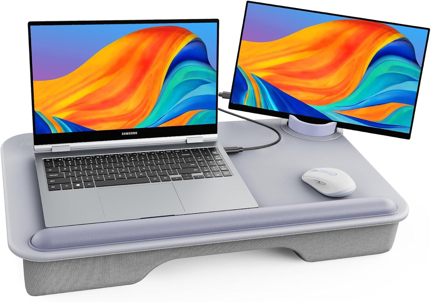 SAIJI Laptop Lap Desk, Portable Laptop Desk for Bed - Fits Up to 17" Laptops & MacBook,Lightweight Lap Tray Table with Storage Drawer, Lap Desk with Cushion, Lap Stand for Bed & Couch