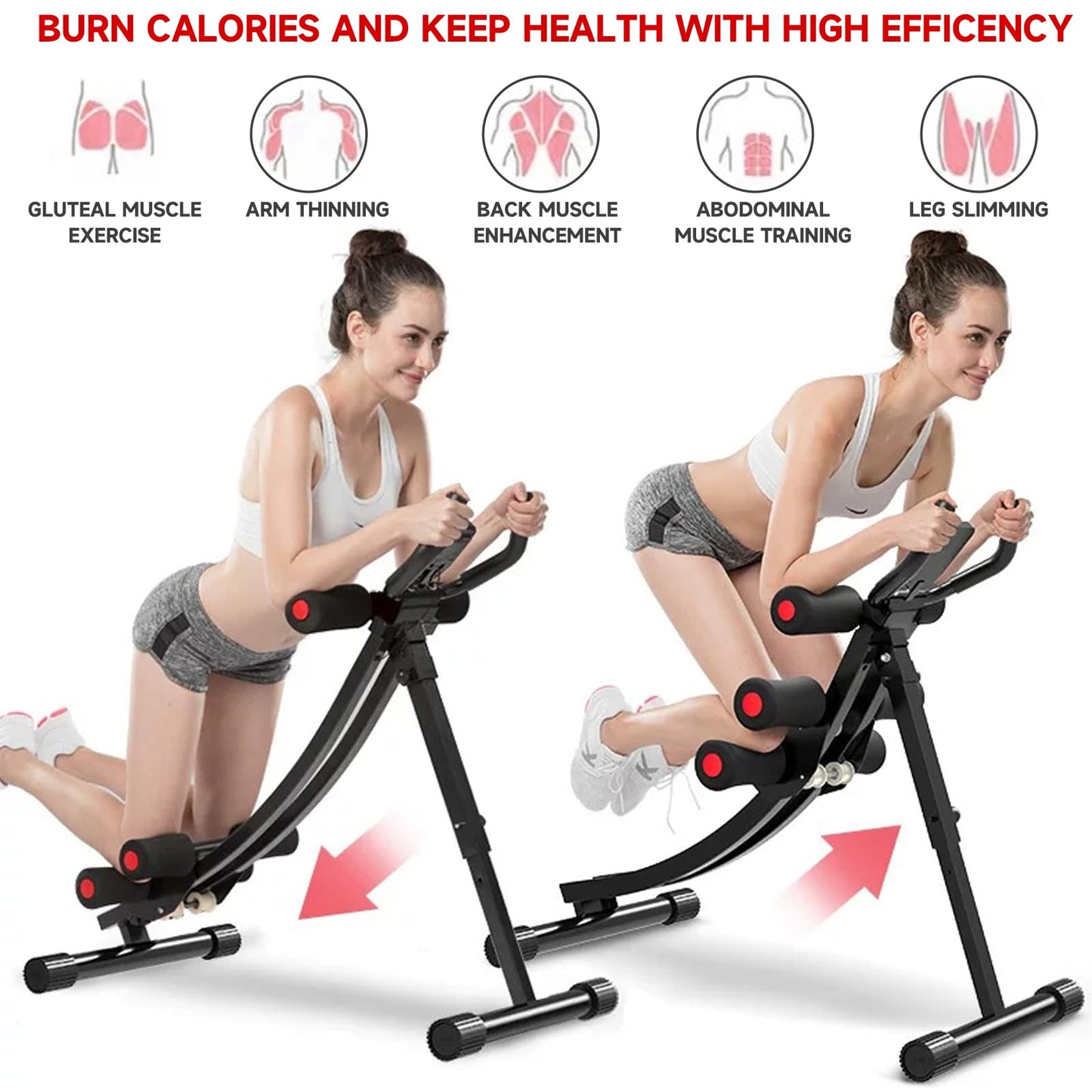 JOBUR abdominal bench Ab abdominal Machine Women's Home Abdominal Exerciser 308lbs Abdominal Compressor Collapsible Abdominal Core Trainer 4-Speed Adjustable Strength Training Machine with LCD Display