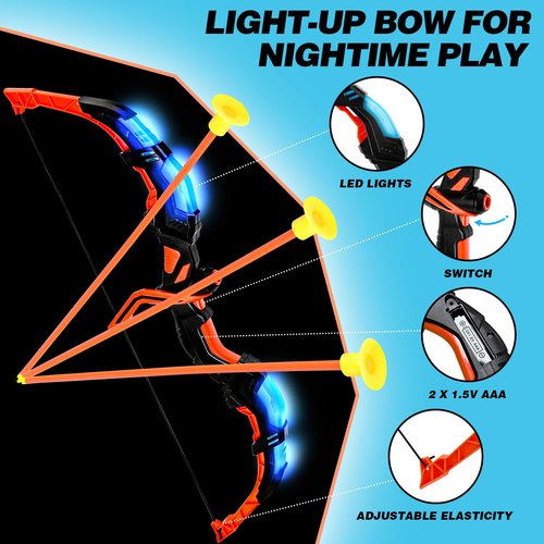 Life Bow and Arrow Set for Kids 4-12, Light Up Archery Bows with 2 Targets, Outdoor Toy Games for Boys
