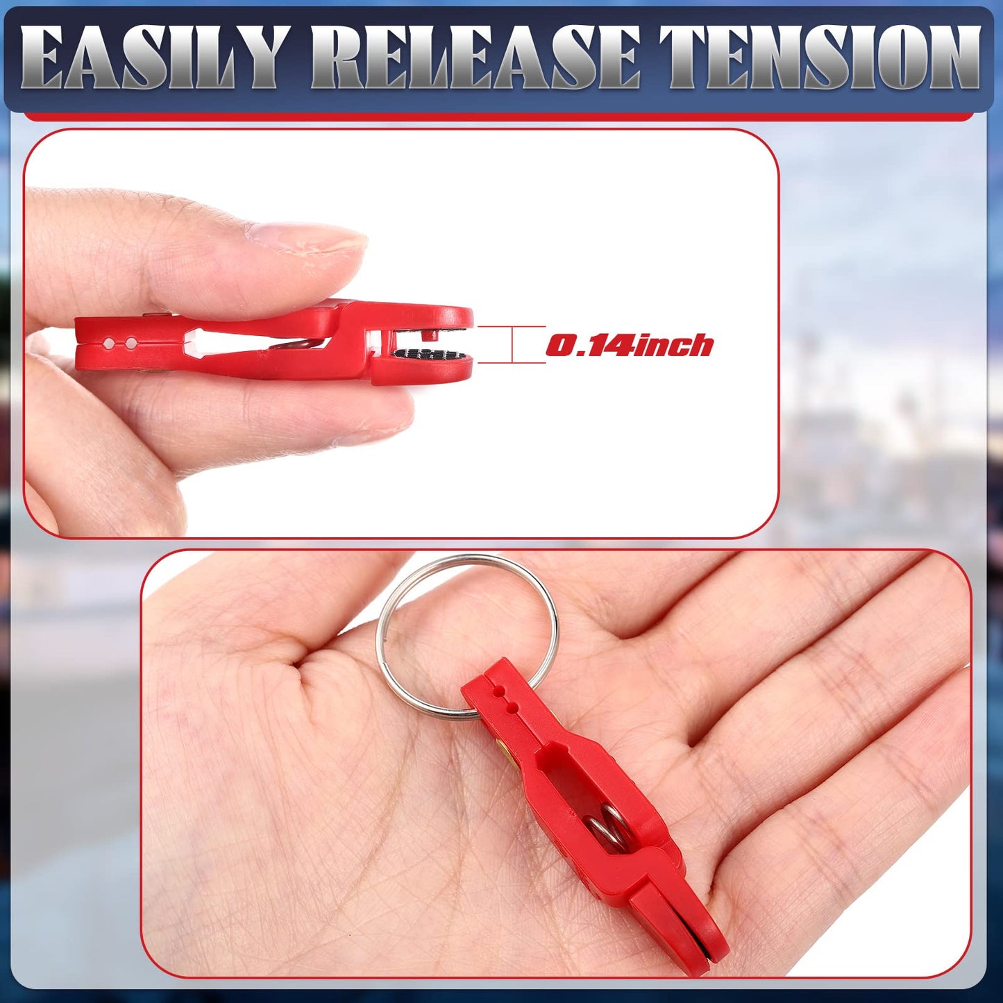 Honoson 20 Pieces Heavy Tension Snap Release Clips Padded Trolling Clips with Key Ring for Weight Planer Board Offshore Kites Downrigger Fishing(Red,Classic)