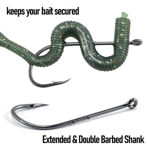 Dr.Fish 100 Pack Baitholder Fishing Hooks, Freshwater Fishing Straight Shank Worm Hooks Walleye Rig Bass Crappie Panfish Bluegill 3/0