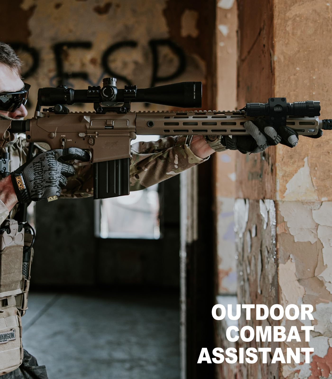 Feyachi Rechargeable Flashlight 1500 Lumens, Tactical Light with Strobe, IPX7 Waterproof, Pressure Switch, M-Lock Mount (Type-C Charging, 4 Modes)