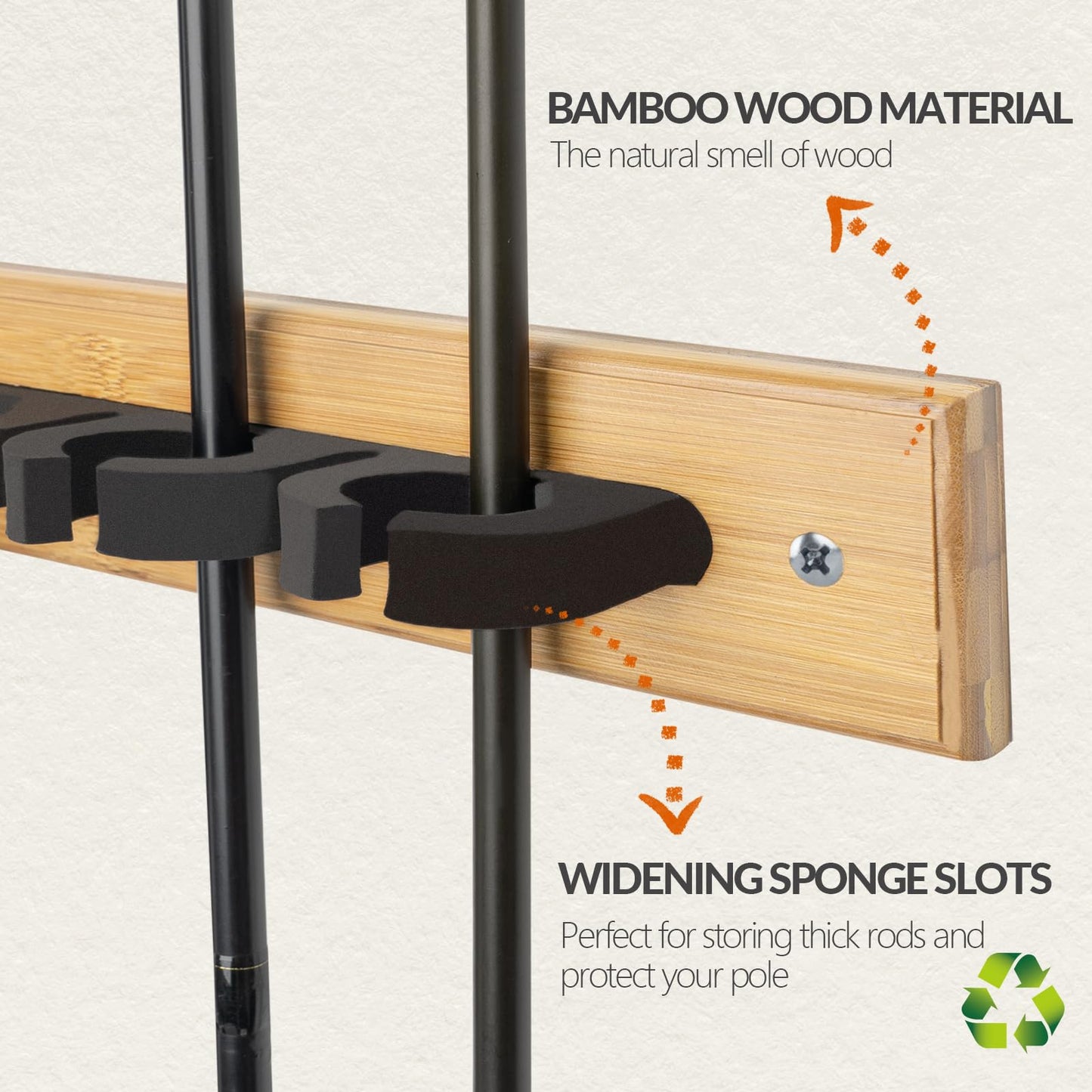 THKFISH Fishing Rod Racks Fishing Rod Holders for Garage Wood Fishing Pole Wall Rack Store 14 Fishing Rod Combos,1 Pair