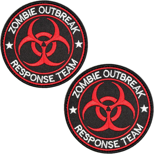 Zombie Outbreak Response Team Patch Biohazard Patches Embroidered Applique Hook&Loop Patch Tactical Patch(Black+Green)
