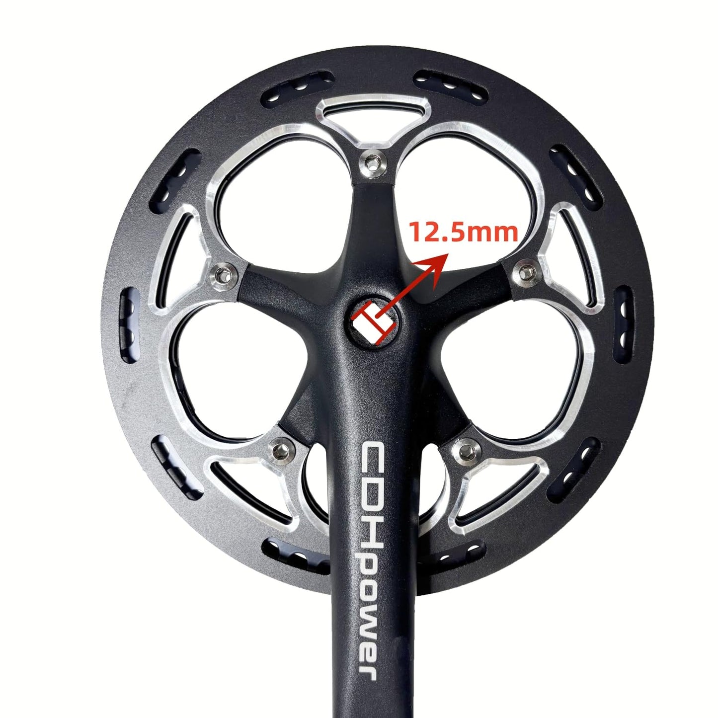 AUTES Single Speed Bike Crankset 52T/170mm/130mmBCD Alum Double Chainring Guard Square Hole Crank Arm Set for City Bike/Electric Bike/Road Bikes/MTB/Folding Bicycle