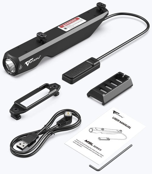 VOTATU M9L-GS Green Laser Light Combo Built-in Pressure Switch Compatible with M-LOK Rail,1600 Lumens Tactical Flashlight and Laser Sight for Rifle,Switch Pad Mount Plate Included