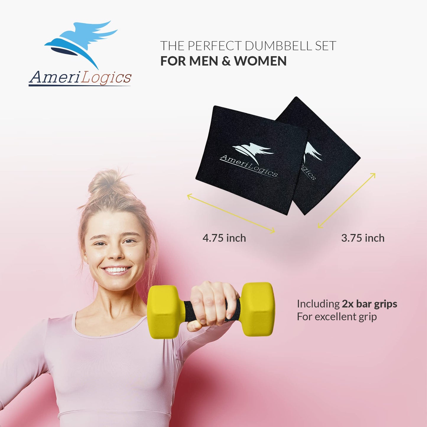 AMERI LOGICS Neoprene Dumbbell Sets- complete with a storage rack, non-slip, hex shape weights-bar grips with each set for working out with optimal comfort-ideal weight sets for your home gym.