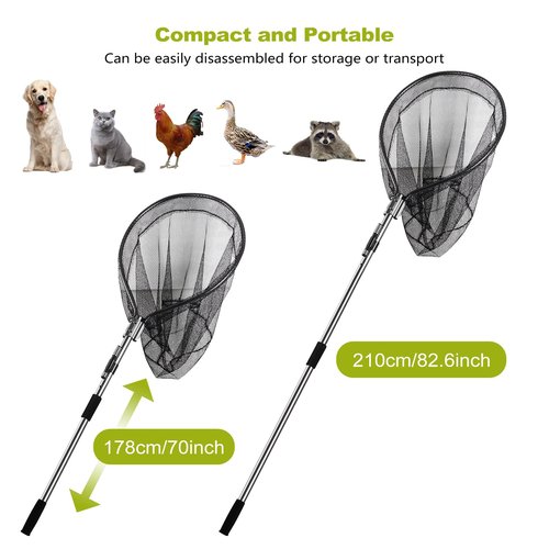 Smarkey Dog Catch Net Pole, Animal Catching Net, Wildlife Control Tool, Large Fish Landing Net for Chicken Raccoon Duck Goose Bird Skunk Bat Raccoon Guinea Fowl Feral Cat Pigeon Tuna Goat - Heavy Duty