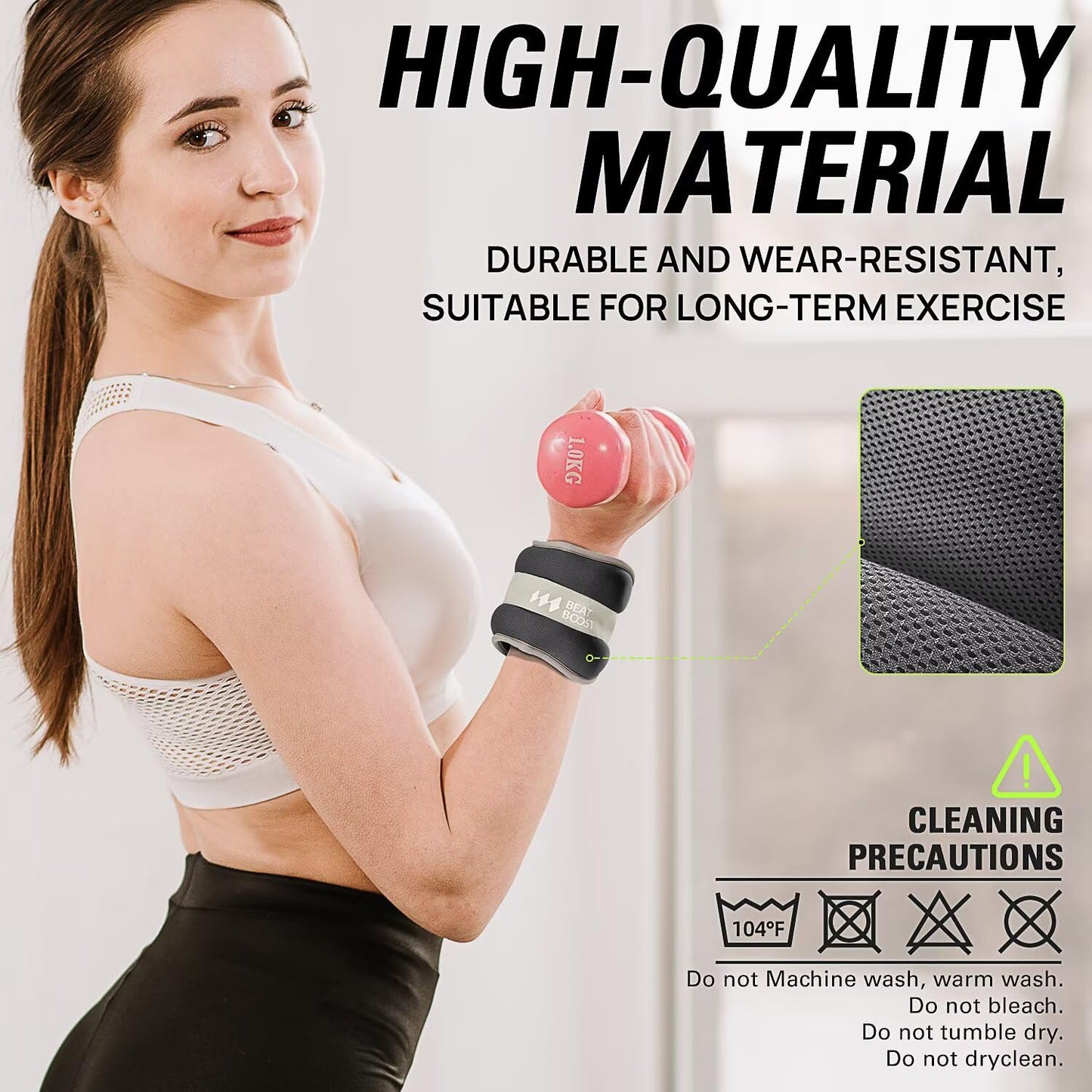 Ankle Wrist Weights A Pair of 2 Lbs for Women Men BeatBoost Arm Leg Weights Set with Adjustable Straps for Walking Pilates Exercise Aerobics Black