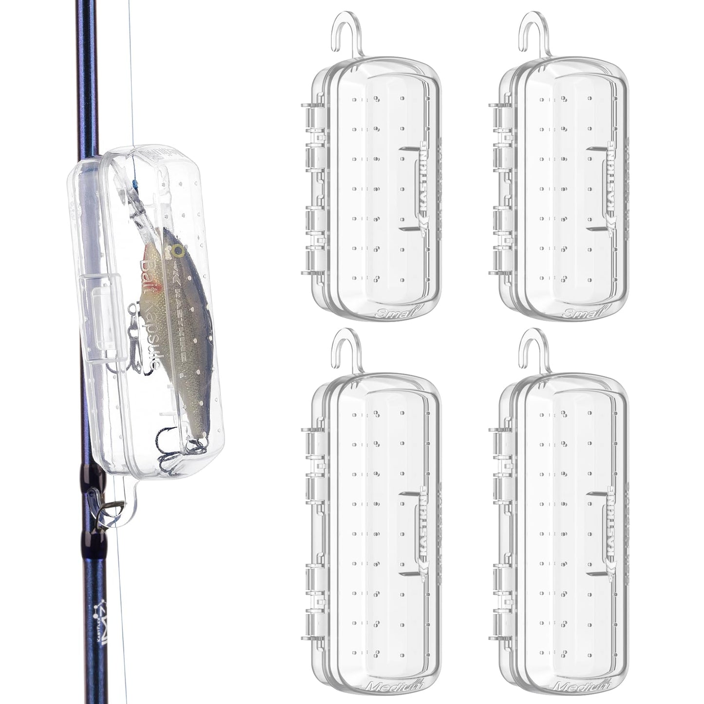 KastKing Bait Kapsule – Lure Cover with Vent Holes, Protects Hooks, Multiple Sizes (S, M, L, Jumbo,Drop Shot) - Multiple Attachments for Freshwater & Saltwater Fishing Gear. Patent Pending.