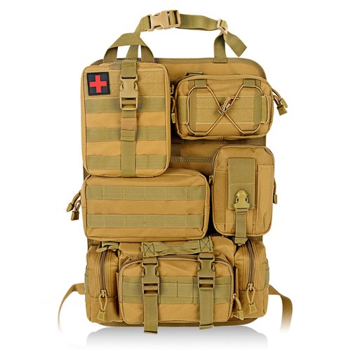 Universal Tactical Vehicle Back Seat Organizer with 5 Molle Pouch Molle Pouches Truck Seat Organizer Tactical Gear for Car Truck Ford Jeep Vehicle