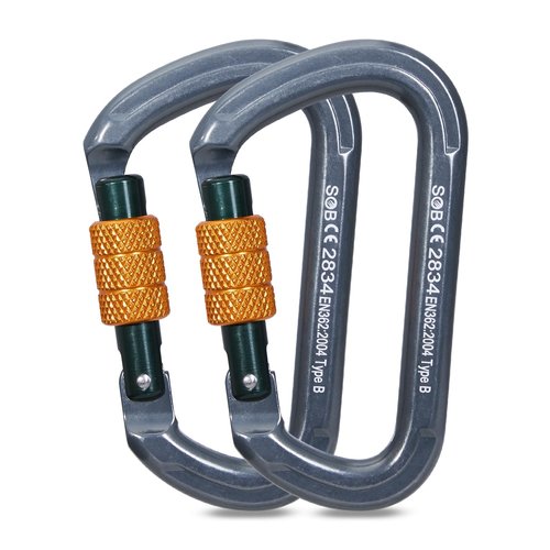 SOB Auto Locking Climbing Carabiner Clips 2Pack 28KN Heavy Duty Asymmetrical Carabiner Connector Used for Rappelling Gear Rescue Outdoor Projects Dog Leash (D-2)