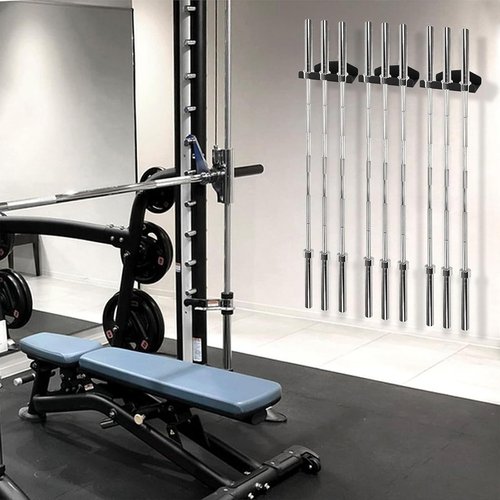YZZHAJ Olympic Barbell Hanger Barbell Rack Garage Gym Bar Wall Rack,Wall Mount Barbell Storage Holder Olympic Bar Hanger, Holds Under 33mm Bar Size