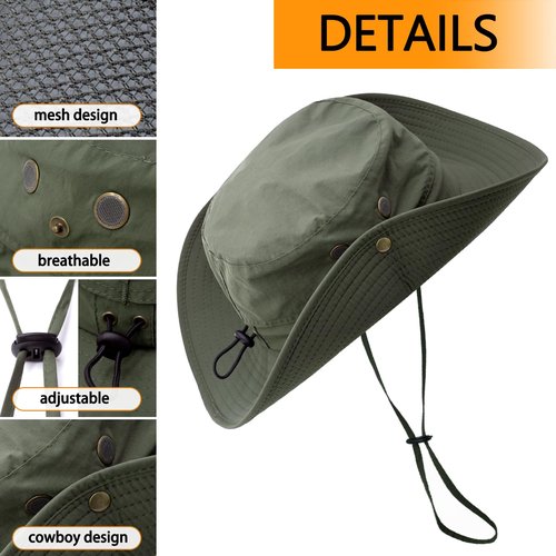 Sun Hat for Men Women UPF 50+ Fishing Hat Wide Brim Bucket Hat with UV Protection Summer Hat for Hiking, Beach, Safari (US, Alpha, One Size, Light Grey)