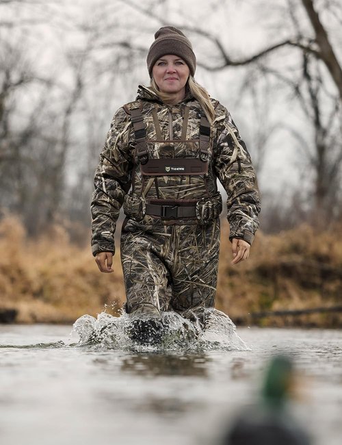TIDEWE Hunting Waders for Women with 600G Insulated Waterproof Rubber Boots, 3.5mm Neoprene Chest Waders for Fishing and Hunting