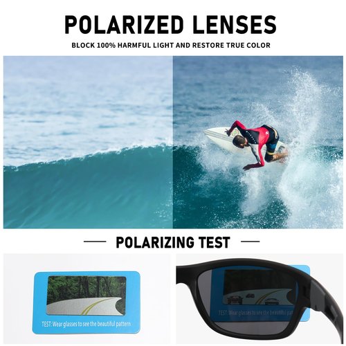 YJTIUI Polarized Sports Sunglasses For Man and Women, UV400 Protection, Wrap-Around Goggles for Driving, Fishing