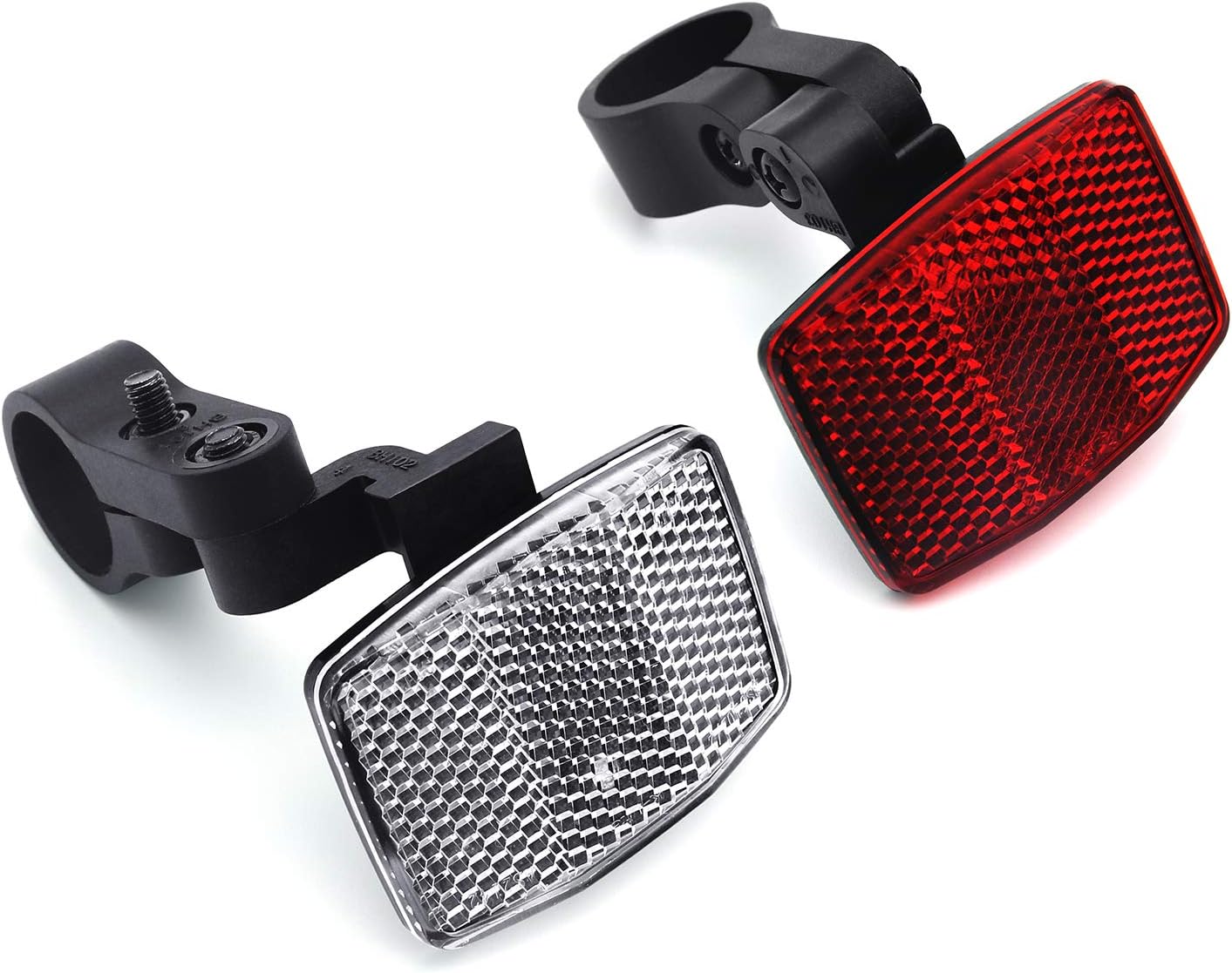 Quality Kids(Small) Bike Front&Rear Reflectors Kit for Handlebar and Seatpost (RED+White)