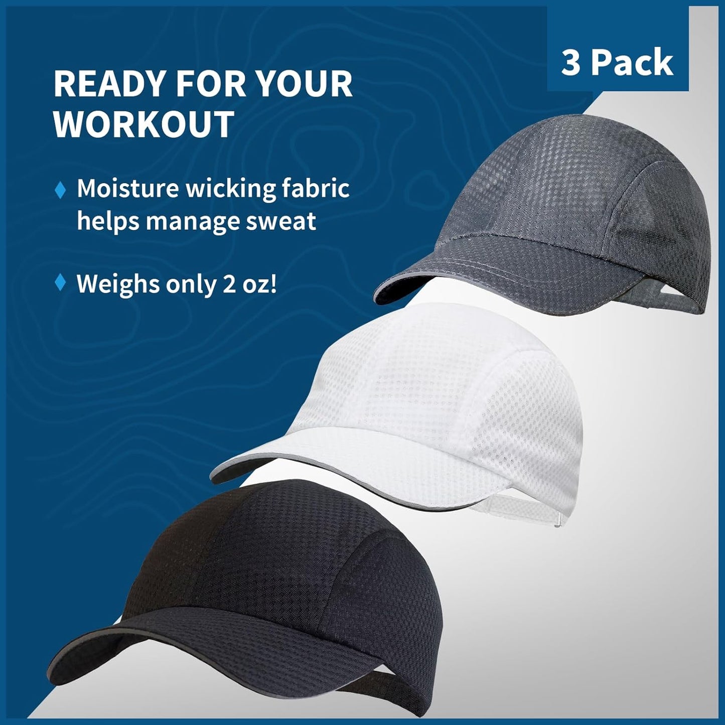 TrailHeads Performance Mens Running Hat - Lightweight, Quick Dry Workout Hats for Men - Athletic Sports Cap for Tennis, Gym
