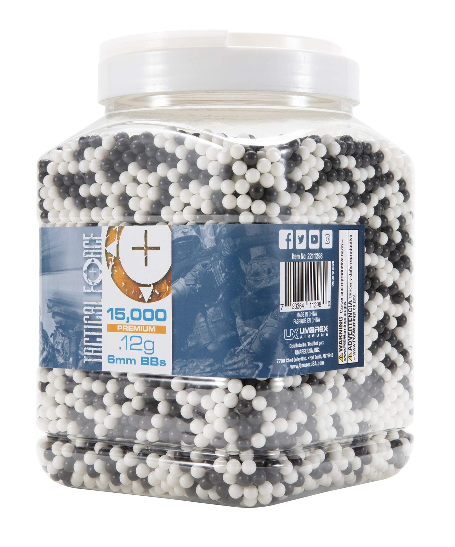Elite Force Tactical Force Premium 6mm Airsoft BBs Ammo, 15,000 Count .12 Gram