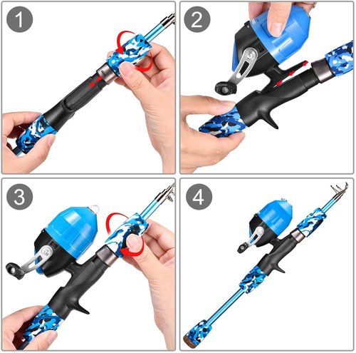 ODDSPRO Kids Fishing Pole - Kids Fishing Starter Kit - with Tackle Box, Reel, Practice Plug, Beginner's Guide and Travel Bag for Boys, Girls (2 Pack (Blue+Red), 1.5M 4.92Ft)