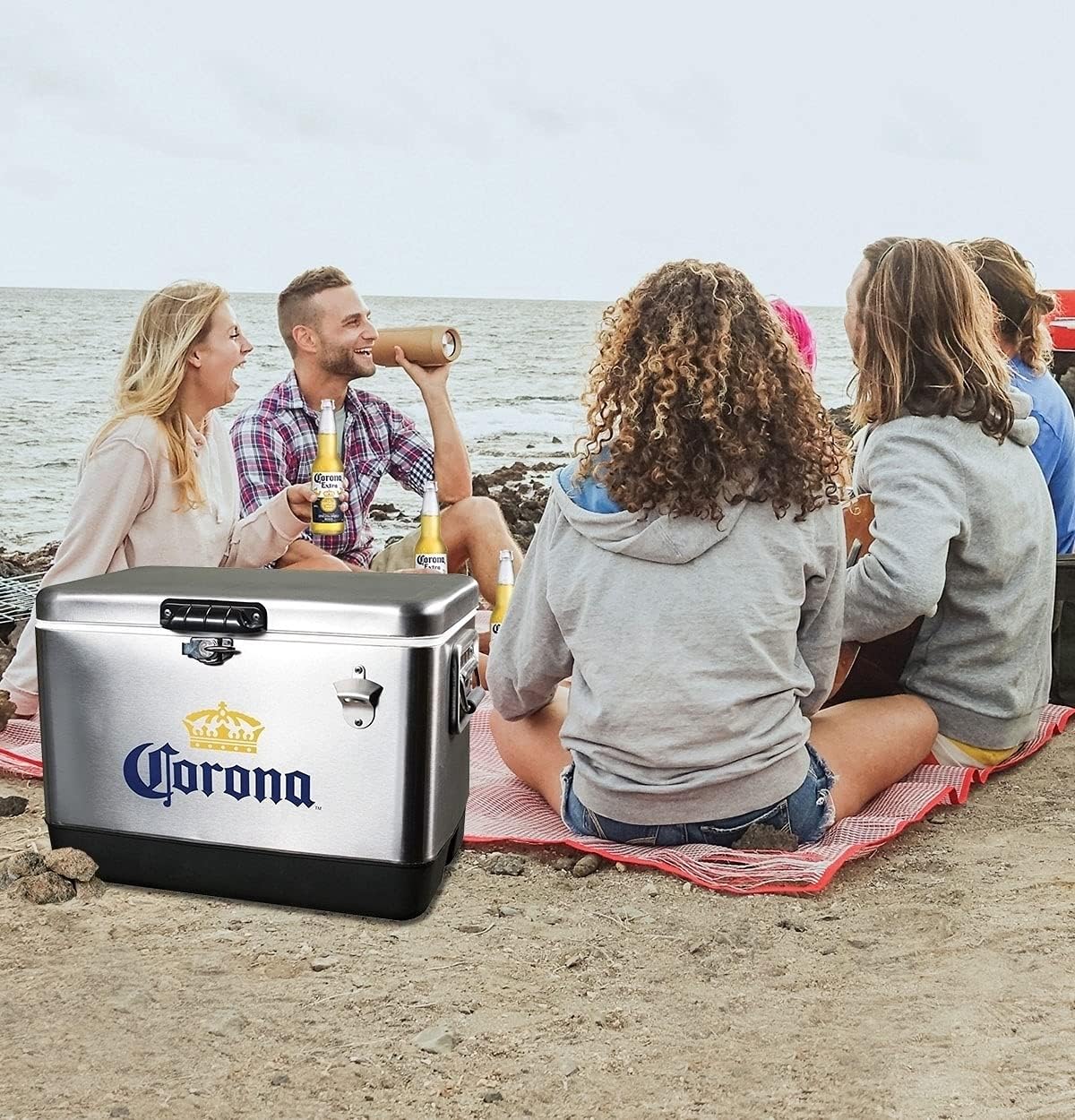 Portable Vintage Ice Chest Cooler with Bottle Opener - Insulated 85 Can Capacity for Camping, Beach, BBQs & Tailgating