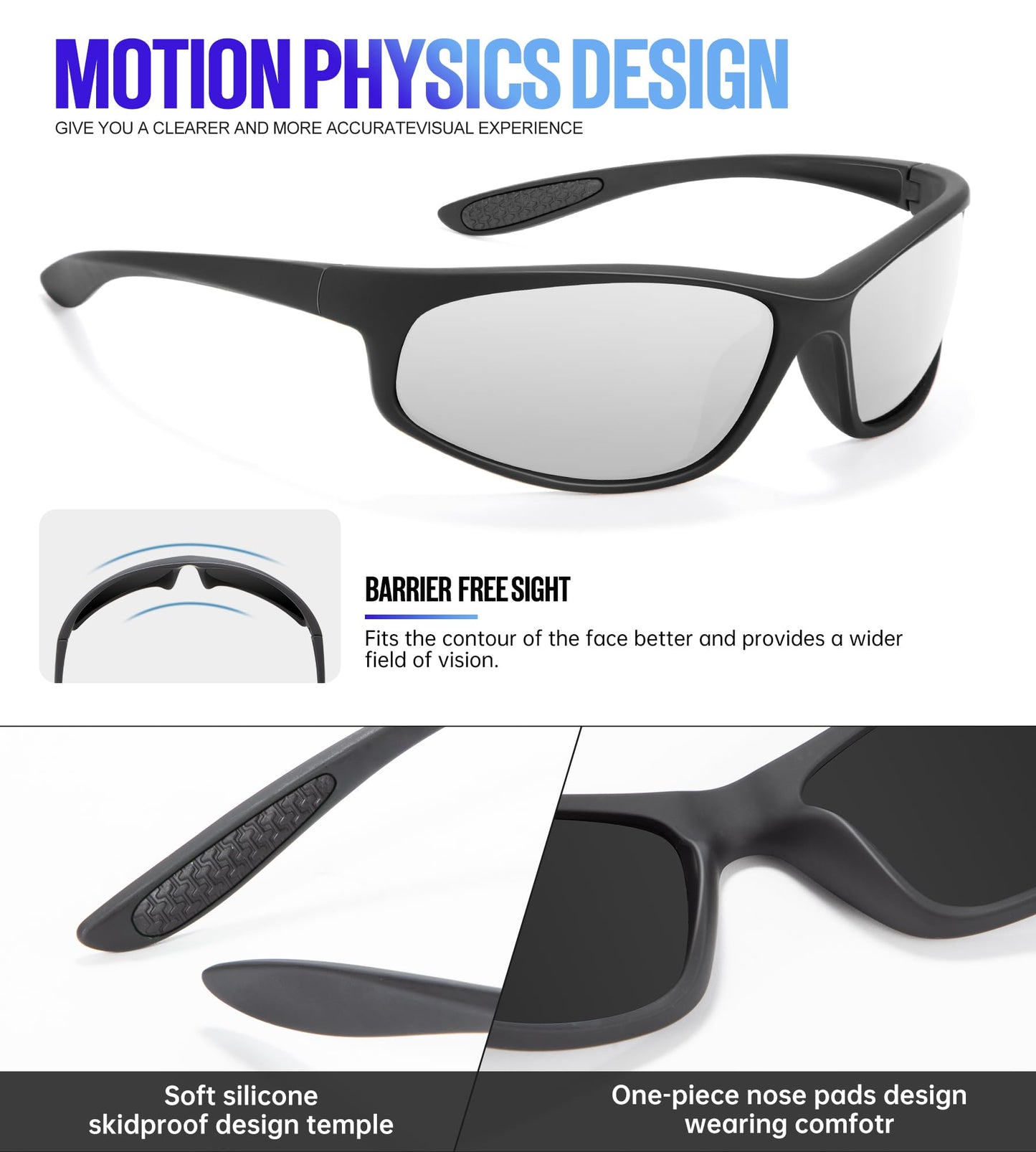 KALIYADI Mens-Sunglasses Polarized Sunglasses-Men Sports: Sport Sun Glasses for Running Cycling Fishing with UV Protection